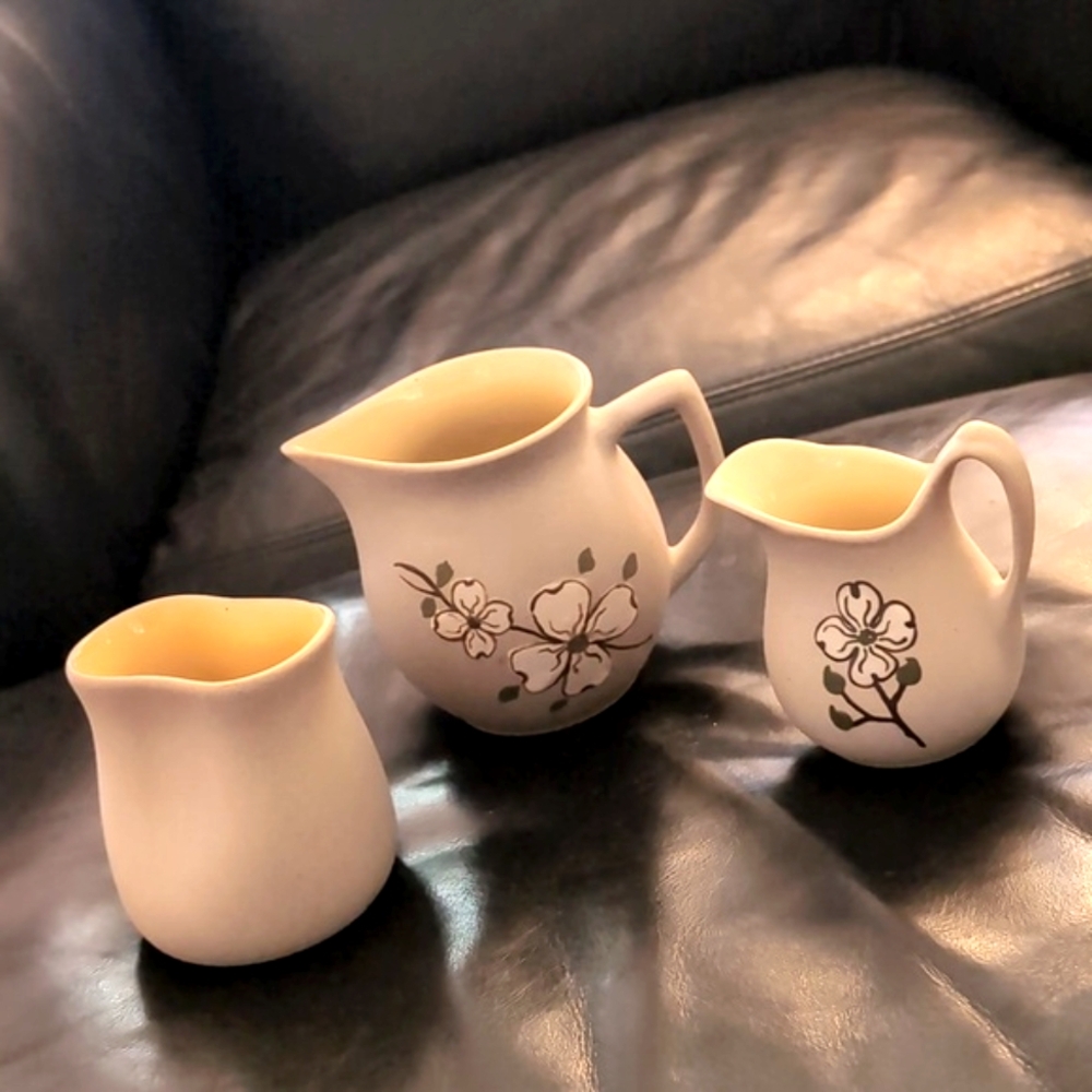 3 pieces vintage Pigeon Forge Pottery yellow glazed interiors